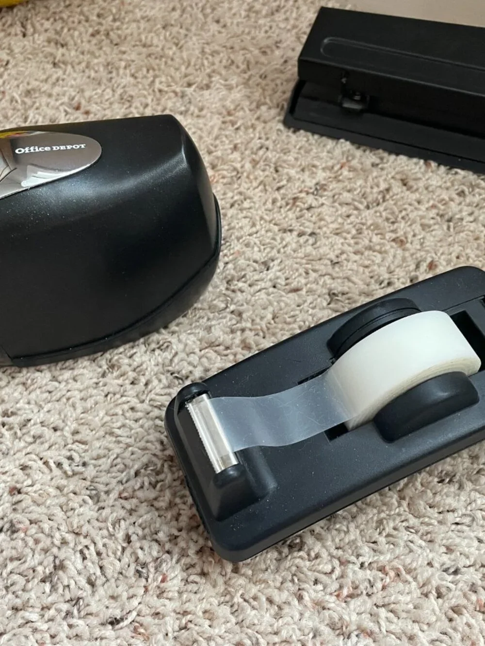 Office Bundle: Pencil Sharpener, Tape Dispenser, Calculator, 3-Hole Punch, Clips